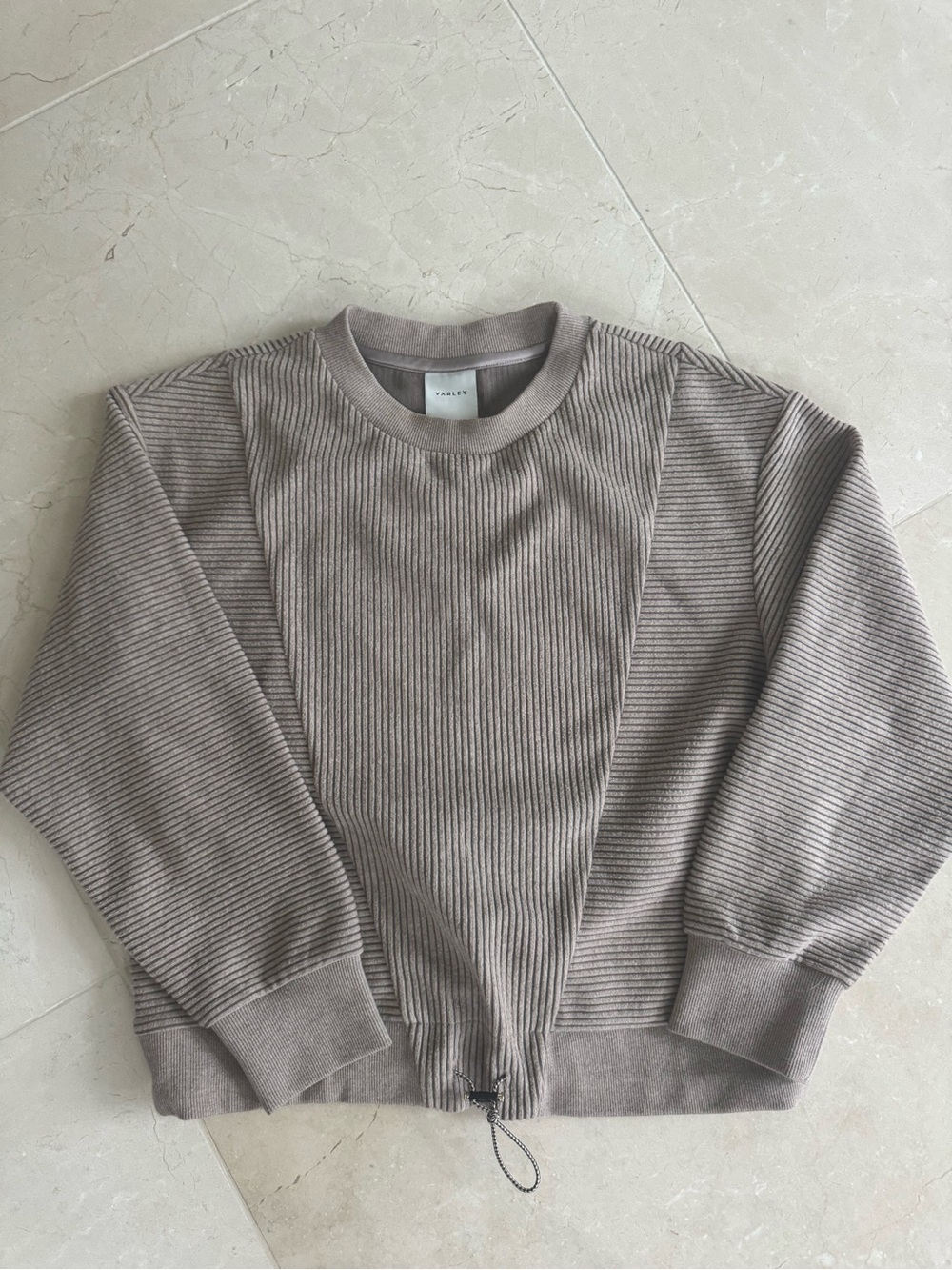 Varley Ribbed Crewneck + pants SET in Taupe